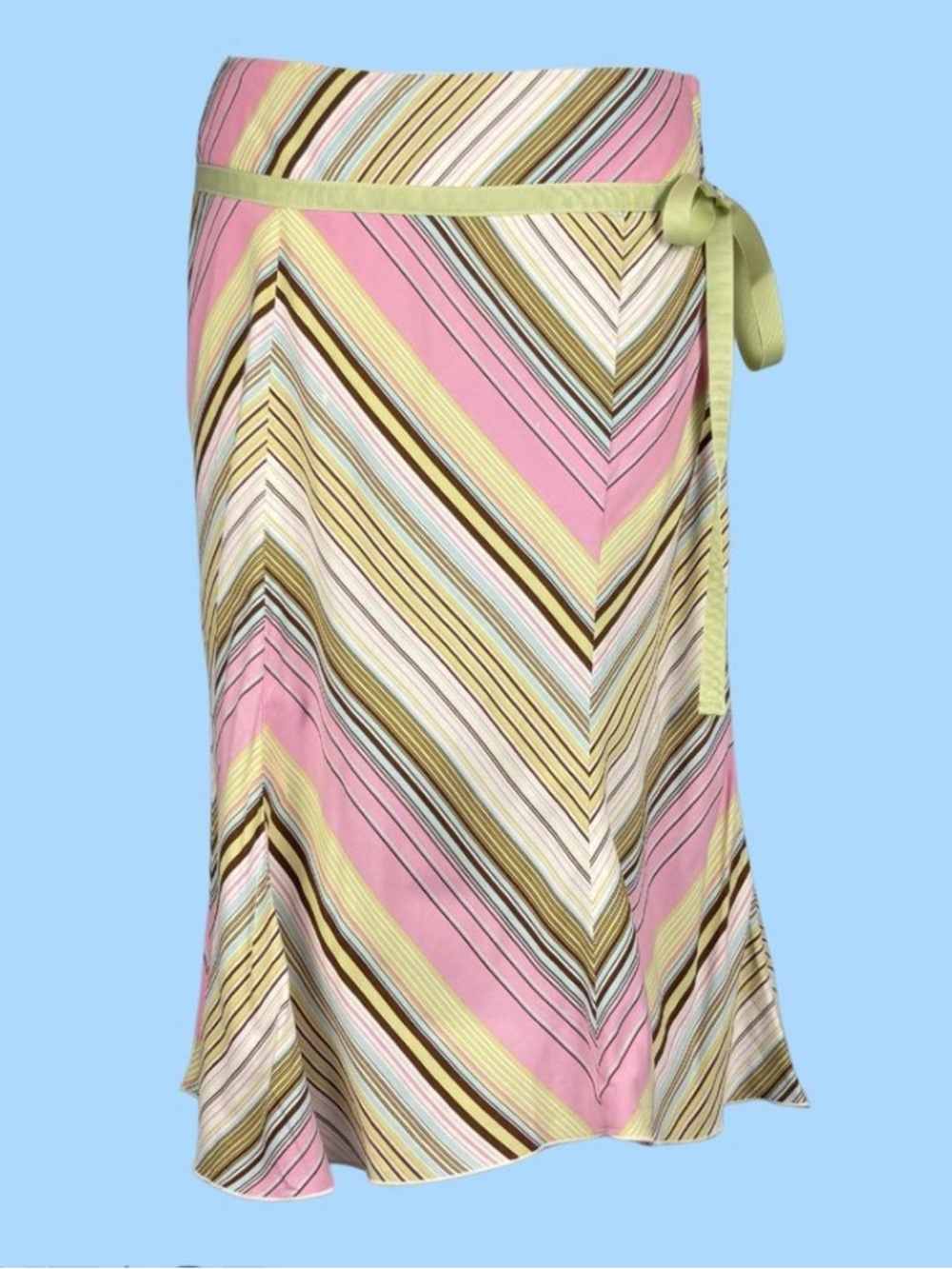 Vintage Striped Pink & Green Wrap Swim Skirt